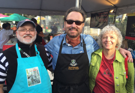 Volunteers Joel and Dale Patience with chef Nick Stellino